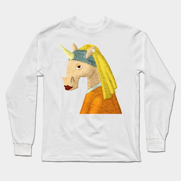 The Unicorn with the Pearl Earring Long Sleeve T-Shirt by Thatssounicorny